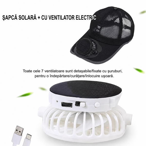 Șapcă de Vară cu Ventilator Solar